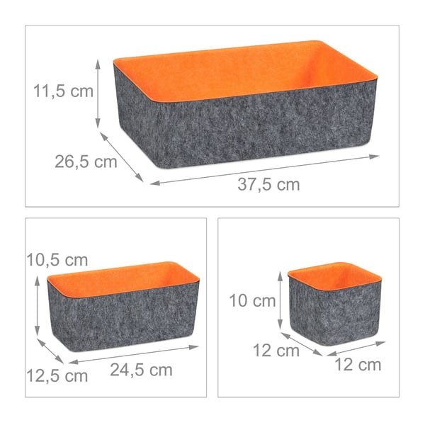 Laatikon järjestelijäsarja, 37,5x26,5x11,5 cm, harmaa, Kodustaar
