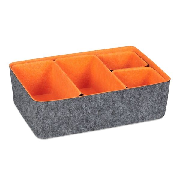 Laatikon järjestelijäsarja, 37,5x26,5x11,5 cm, harmaa, Kodustaar