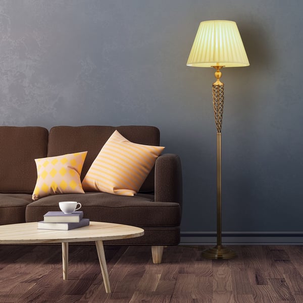 Gulvlampe, 157x42 cm, Messing, Hvid, Kodustaar