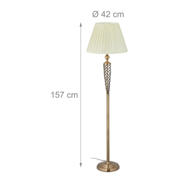 Gulvlampe, 157x42 cm, Messing, Hvid, Kodustaar