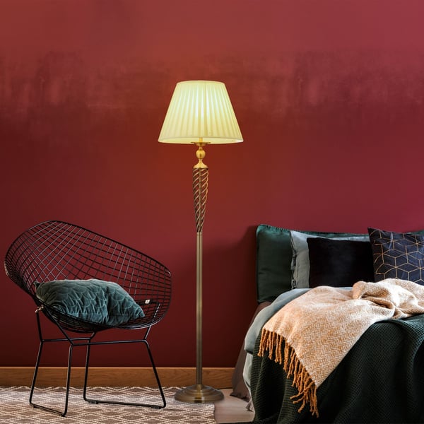 Gulvlampe, 157x42 cm, Messing, Hvid, Kodustaar