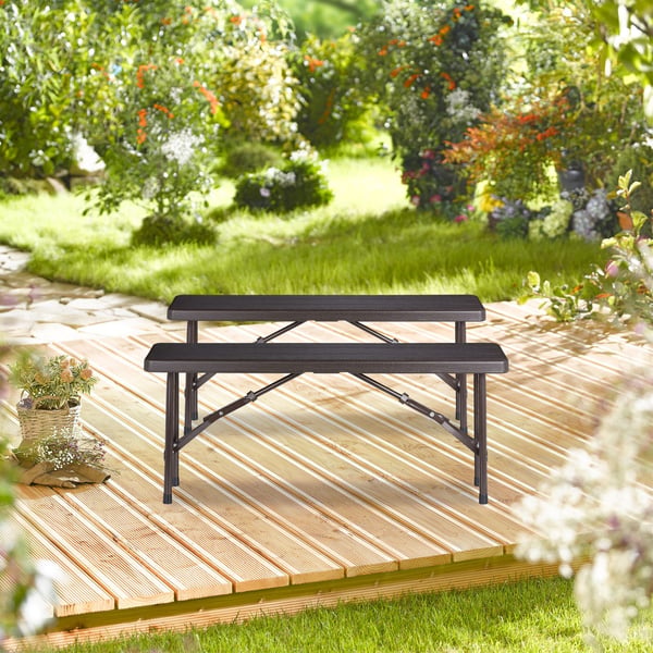 Penkkiyhdistelmä, 2 taitettavaa piknikpenkkiä, 42x100x25 cm, ruskea