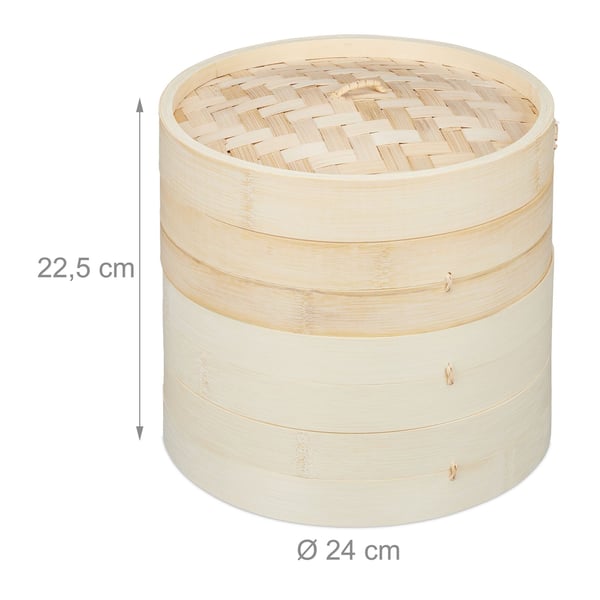Höyrytin, bambu 3-kerroksinen, 22.5x24 cm, luonnollinen, Kodustaar