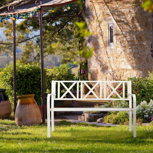 Puutarhapenkki, metalli, 127x63x80,5 cm