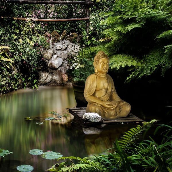 Buddha-staty, 46x34x68 cm, Guld, Kodustaar