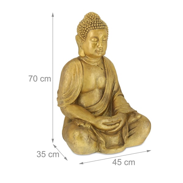 Buddha-staty, 46x34x68 cm, Guld, Kodustaar