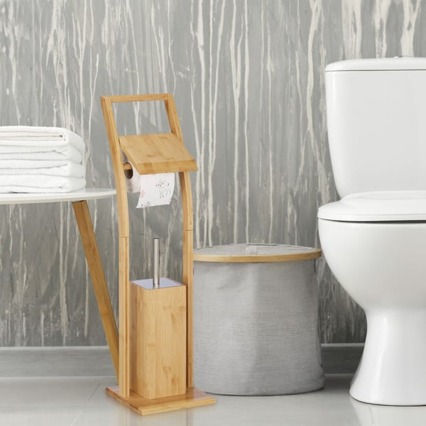 WC-paperiteline, 74x20x20 cm, luonnollinen, hopea