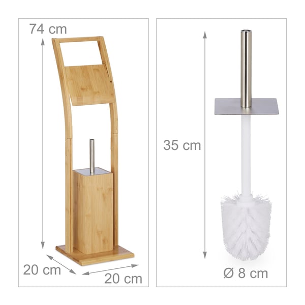 WC-paperiteline, 74x20x20 cm, luonnollinen, hopea