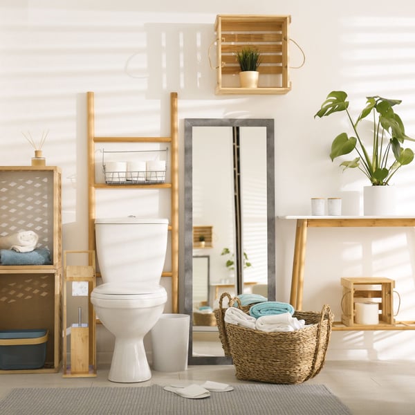 WC-paperiteline, 74x20x20 cm, luonnollinen, hopea