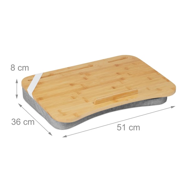 Knäbord, 8x51x36 cm, Grå, Bambu, polyester, skum, Kodustaar
