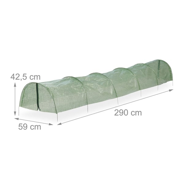 Kasvihuone tunneli, 42,5x59x290 cm, Vihreä