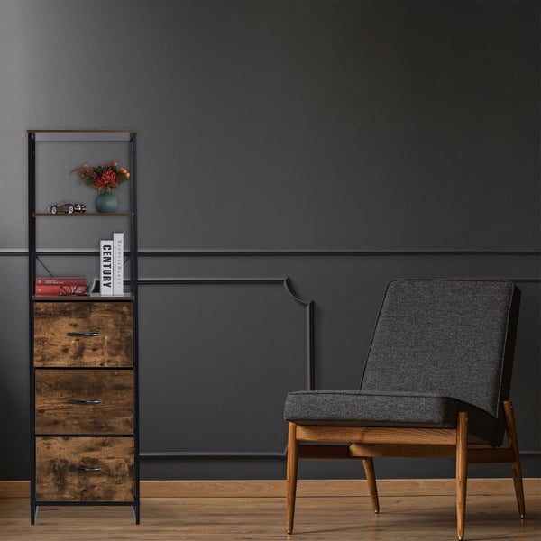 Hylde, 155x43x42,5 cm, Sort, Brun, Kodustaar