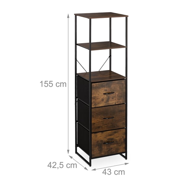 Hylde, 155x43x42,5 cm, Sort, Brun, Kodustaar