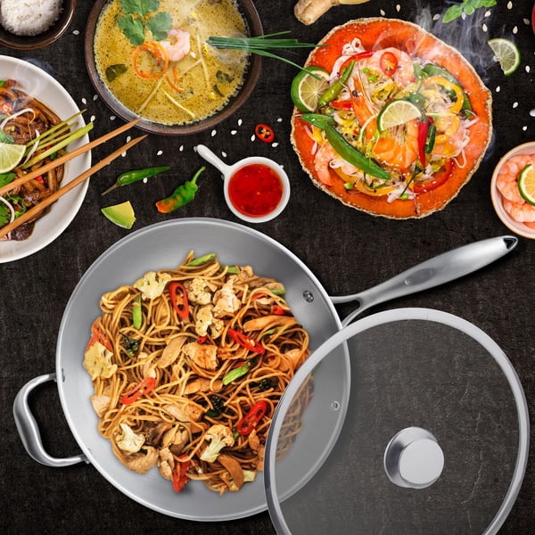 Wok-pannu, 16x60x32 cm, hopea, Kodustaar