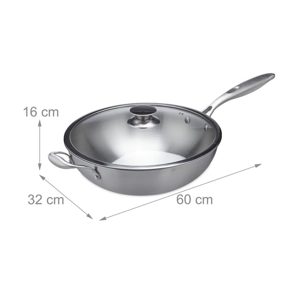 Wok-pannu, 16x60x32 cm, hopea, Kodustaar