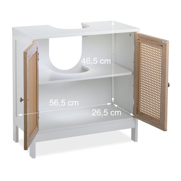 Meikki-/pesuallaskaappi, 61.5x60x30 cm, valkoinen, luonnollinen