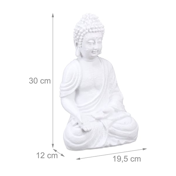 Buddha-staty, 30x19,5x12 cm, Vit