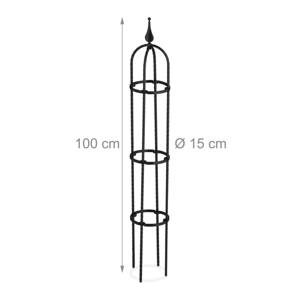 Puutarhaobelisk, 100x15 cm, musta
