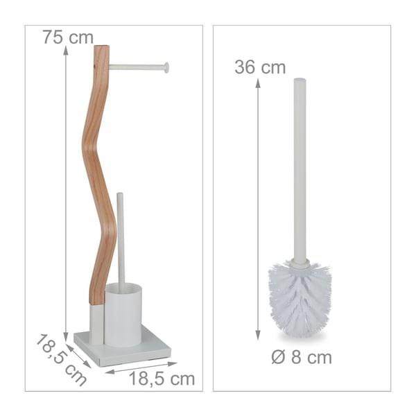Toalettborste och pappershållare set, 75x18,5x18,5 cm, Vit, Kodustaar