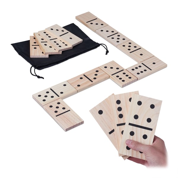 Domino spil, gigantisk, 15x7.5x1 cm, natur, Kodustaar