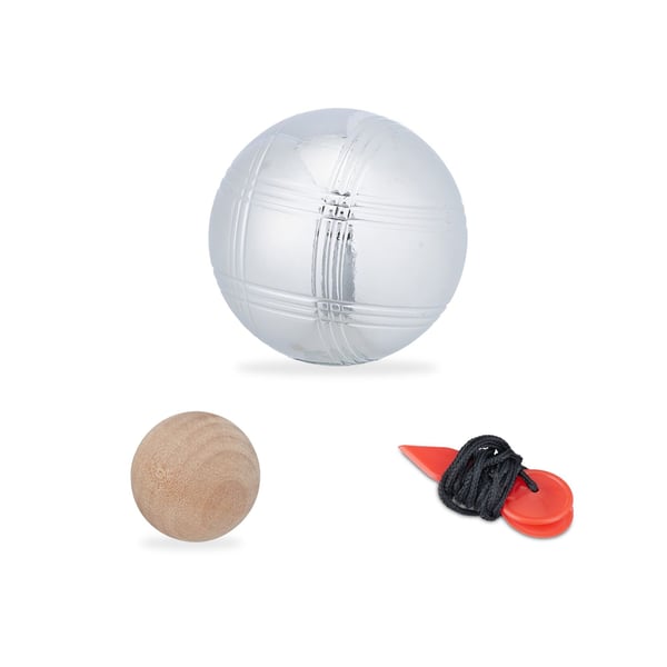 Boulebollset, 3 delar, 7 cm, silver, svart, Kodustaar