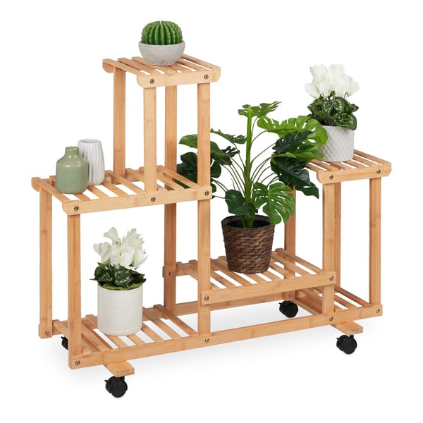 Kukkateline, bambu, 79x95x36 cm, luonnollinen