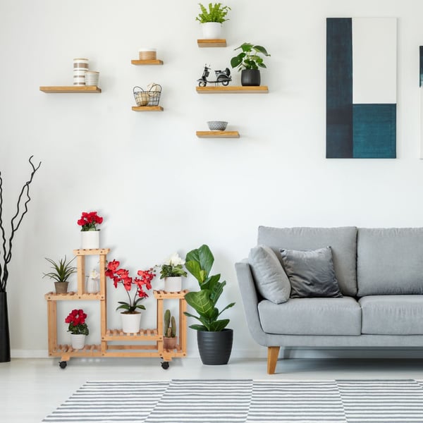 Kukkateline, bambu, 79x95x36 cm, luonnollinen