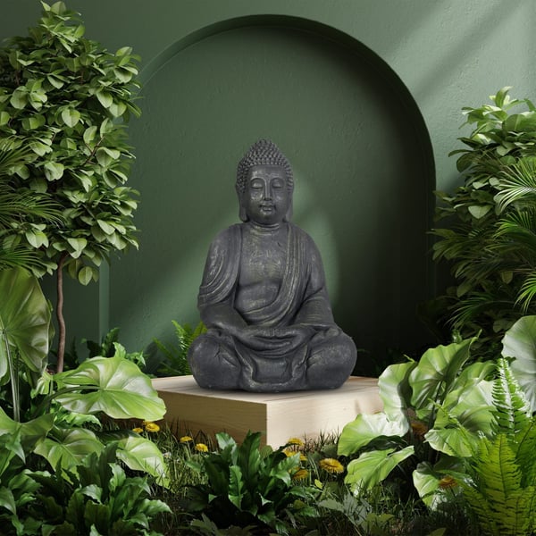 Buddha-patsas, 70x45x35 cm, harmaa