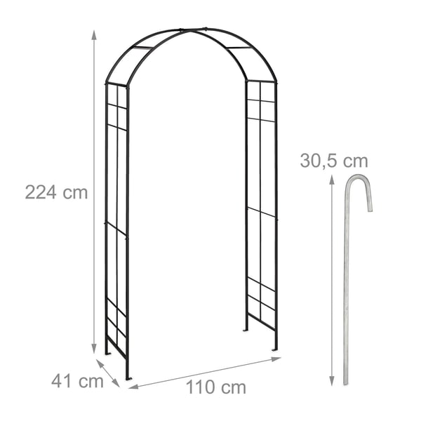 Havebue, Metal, 224x110x41 cm, Sort, Kodustaar