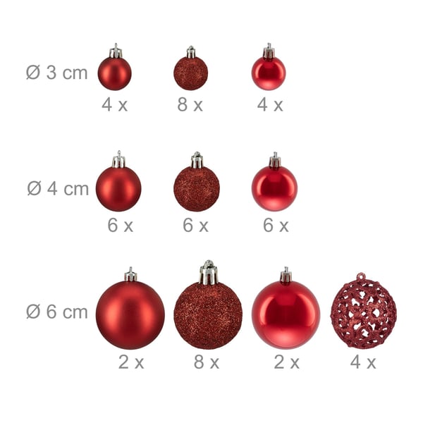 Julgranskulor Set, 4x3 cm, 5x4 cm, 7x6 cm