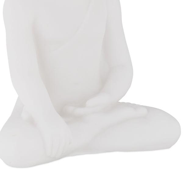 Figur, Siddende Buddha, 17x11,5x8 cm, Hvid, Kodustaar