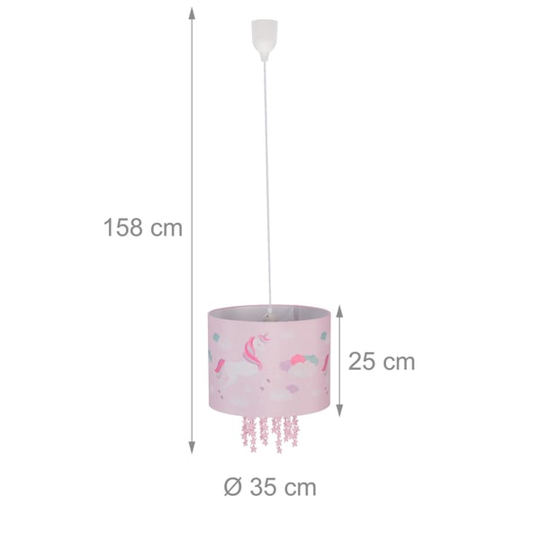 Taklampa, Barn Unicorn, 158x35 cm, Rosa