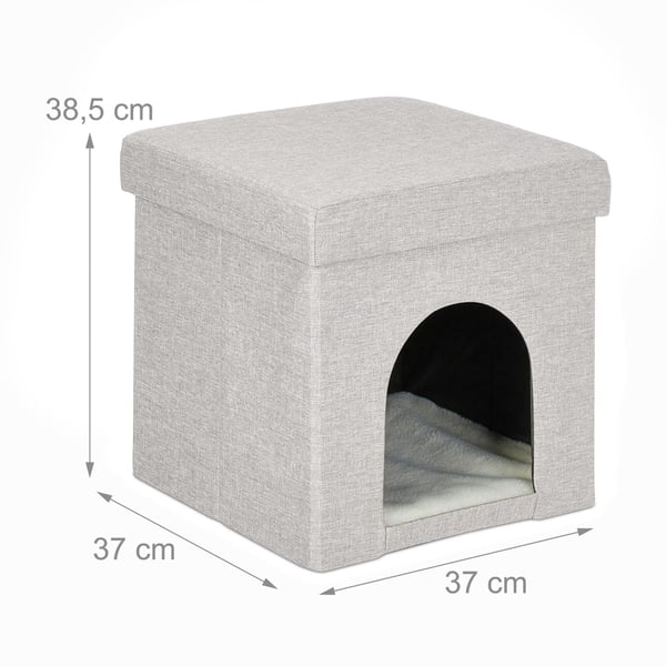 Kissajakkara luolalla, 38,5x37x37 cm, beige