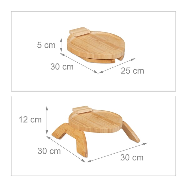 Snacksbricka, Bambu, 12x30x30 cm, Natur, Kodustaar