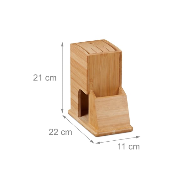 Knivblock, Bambu, 21x11x22 cm, Natur, Kodustaar