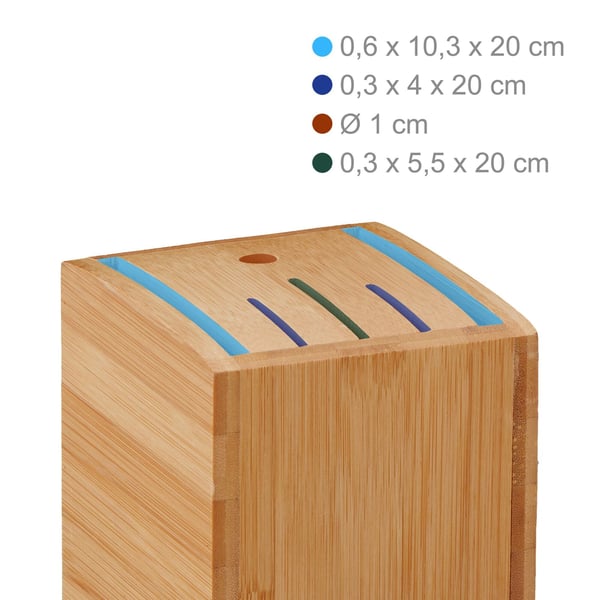 Knivblock, Bambu, 21x11x22 cm, Natur, Kodustaar