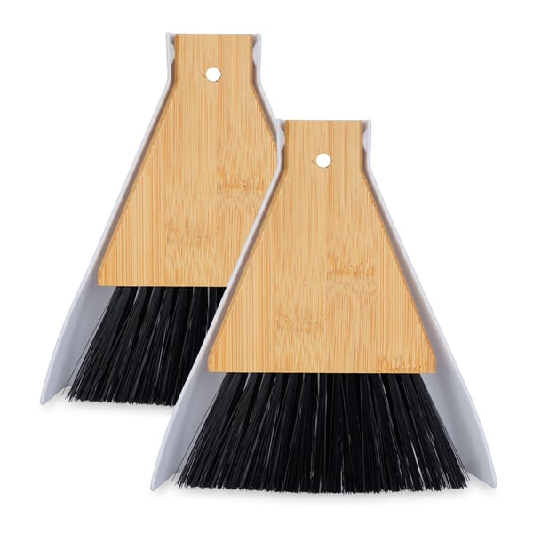 Sopskyffel och borste set, 16,5x15x4 cm, Svart, Vit, Natur, Kodustaar