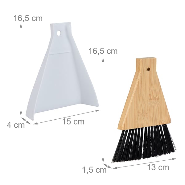 Sopskyffel och borste set, 16,5x15x4 cm, Svart, Vit, Natur, Kodustaar