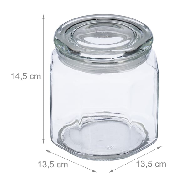 Opbevaringskrukker, 14.5x13.5x13.5 cm, Transparent, Kodustaar