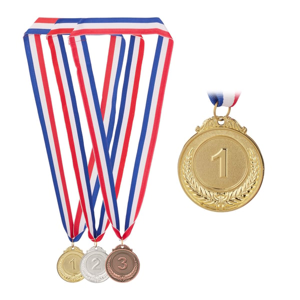 Medaljesæt, 3 dele, 5 cm, guld/sølv/bronze, Kodustaar