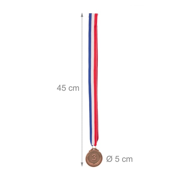 Medaljesæt, 3 dele, 5 cm, guld/sølv/bronze, Kodustaar