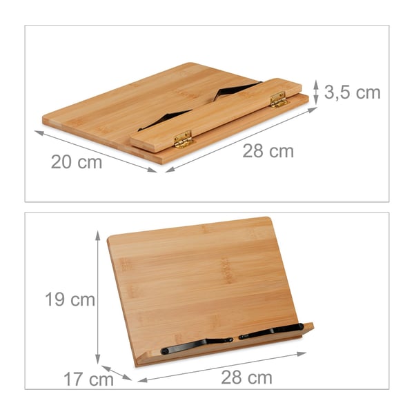 Keittokirjateline, bambu, 3.5x28x20 cm, luonnollinen, Kodustaar