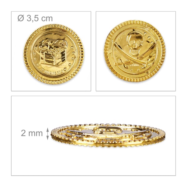 Piratmøntsæt, 3,5x0,2 cm, Guld, Kodustaar