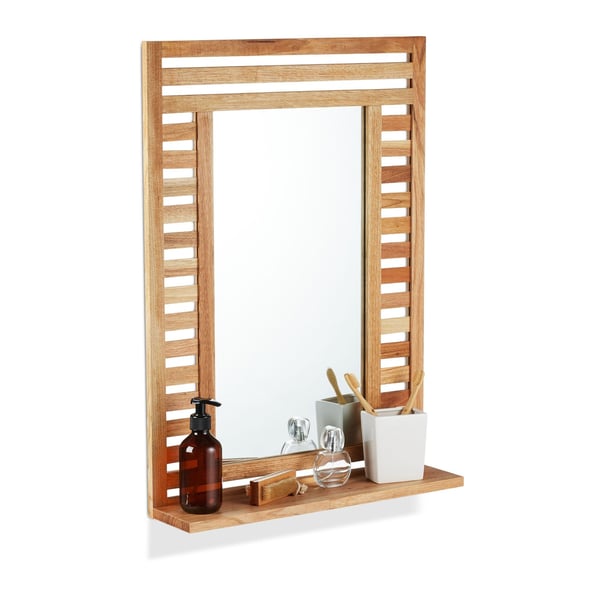 Badrumsspegel med hylla, 70x50x12 cm, Natur, Kodustaar Badrumsspegel med hylla, 70x50x12 cm, Natur, Kodustaar
