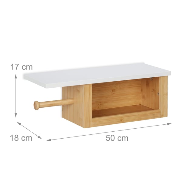 Toiletrulleholder, 17x50x18 cm, Natur, Hvid