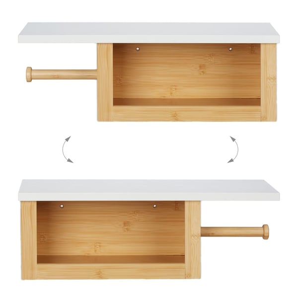 Toiletrulleholder, 17x50x18 cm, Natur, Hvid