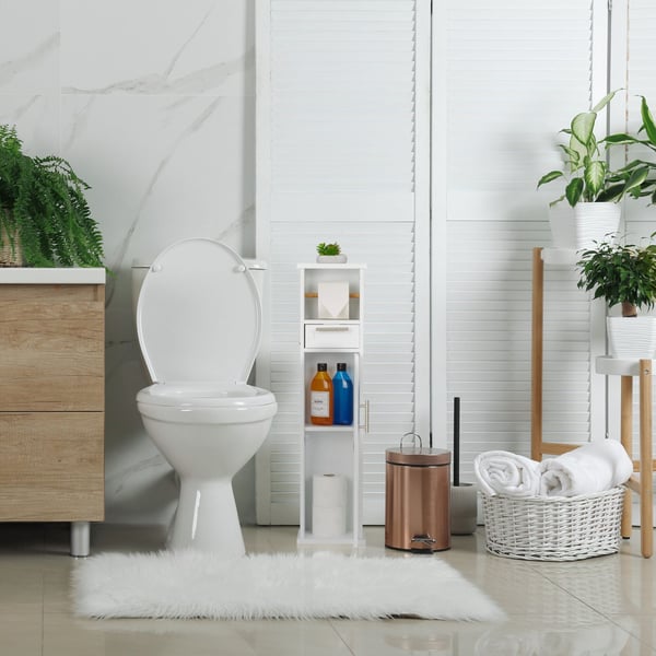 Toiletskab, 87,5x22x17,5 cm, Hvid