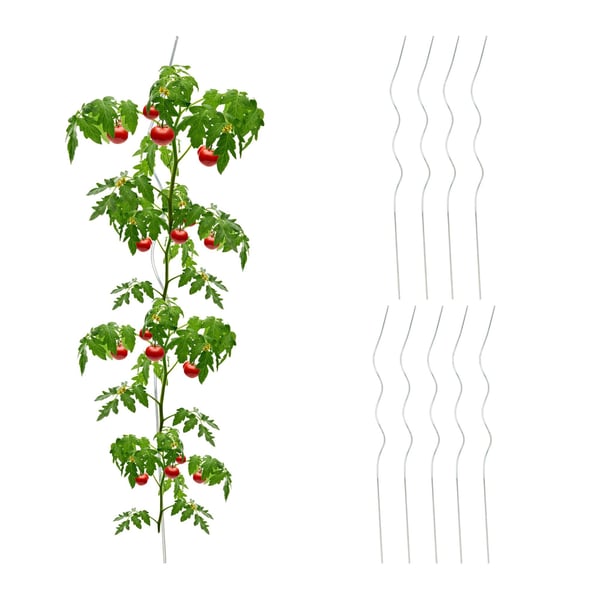 Kasvitukikepit, 10 kpl spiraalitomaattikeppejä, 90 cm, hopea, Kodustaar