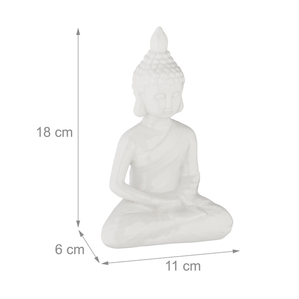 Buddha-staty, 18x11x6 cm, Vit, Kodustaar
