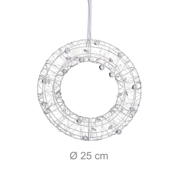 LED Dekorativ Kransbelysning, 25x5 cm, Silver